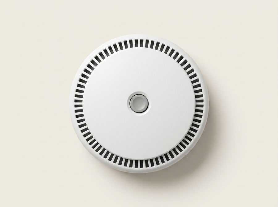 Détecteur de fumée rond et blanc